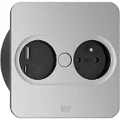 Bachmann 946.015, Type E + USB A + USB C, Desktop eingebettet, 4 cm, Tisch/Bank, Edelstahl, Metall, Kunststoff