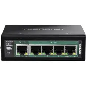 Trendnet TI-B541 - Switch - industriell, mit PoE Pass-Through - 1 x 10/100/1000 (PoE++ Eingang) + 4 x 10/100/1000 (PoE+) - an DIN-Schiene montierbar, wandmontierbar - PoE+ (65 W)