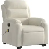 vidaXL Massagesessel mit Aufstehhilfe Elektrisch Creme Samt