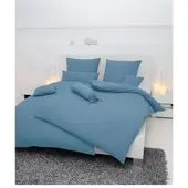 Janine Mako-Soft-Seersucker Bettwäsche Piano Kopfkissenbezug einzeln 40x80 cm | denimblau - blau