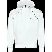 BOSS für Herren. 50553575 Sweatshirt mit Reißverschluss Join Saggy weiß (L), Lässig, Baumwolle