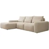 Selsey Carnos – Ecksofa mit Schlaffunktion, Lendenkissen, Chenille, Beige, links
