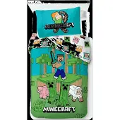 Minecraft Bettwäsche „Jungle Explore“ 140x200 + 70x90 | 100 % Baumwolle | Druckknopf
