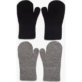 CeLaVi Fäustlinge - Wolle/Nylon - 2er-Pack - Schwarz/Graumeliert - - 1-2 Jahre (80-92) - Handschuhe/Fäustlinge