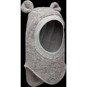 Huttelihut Schlupfmütze Merinowolle mit Ohren, Medium Grey Melange, 48