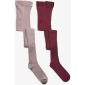 Minymo Strumpfhosen - 2er-Pack - Solid Rib - Rose Smoke - - 104/110 - Strumpfhosen