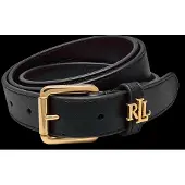 Ralph Lauren für Damen. 412968763001 Schmaler Ledergürtel mit schwarzem Logo (M), Lässig