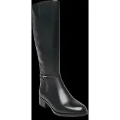 Tamaris Stiefel , Damen, Gr. 37, wärmend, Normalschaft, schwarz, Leder, unifarben, Schuhe Stiefel, Blockabsatz, Langschaftstiefel mit T-Logoelement
