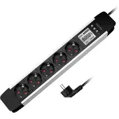 Logilink Steckdosenleiste mit LCD-Display 5-fach schwarz/silber