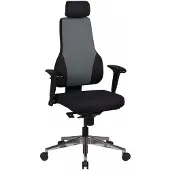 Amstyle Bürostuhl QENTIN schwarz/grau Schreibtischstuhl Stoffbezug Chefsessel Drehstuhl Synchronmechanik Kopfstütze