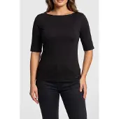Calvin Klein Half Sleeve Supima Boat Top Black Größe: S | Longsleeves Outlet | Damen | Schwarz