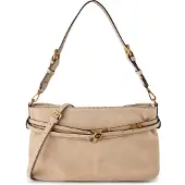 Pinko Umhängetasche Schultertasche Belt Bag Classic Suede Beige - Smoke Grey - Antique Gold