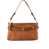 Pinko Umhängetasche Schultertasche Belt Bag Classic Suede Brown - Lion - Antique Gold braun
