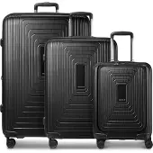 Redolz mit Laptopfach Essentials 14 Trolley Set 3-teilig ( S Exp. Front Pocket ) Black Metallic schwarz 54cm