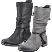 Rieker Damen Stiefel Warmfutter Zierbänder geraffter Schaft 98873, Größe:42 EU, Farbe:Schwarz
