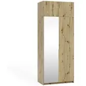 Masseno Drehtürenschrank THALIA 100/250/58cm 2-türig mit Spiegel Eiche Artisan