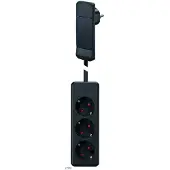 Bachmann SmartPlug Flachstecker, mit 3x Schutzkontakt Steckdosenleiste, schwarz, 1,6 m