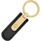 BOSS Genarbter schwarzer Schlüsselanhänger mit goldfarbener Double-B-Hardware Grösse ONESI