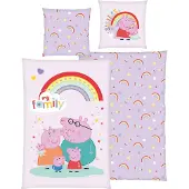 Herding Peppa Wutz Bettwäsche-Set ‘My Family’ - 80-x-80-cm-135-x-200-cm, Deckenbezug im Lieferumfang enthalten, Kissenbezug enthalten