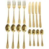 Boltze 7530000 Besteck Edelstahl goldfarben 16teilig Messer Löffel Gabel Teelöffel Essbesteck Service