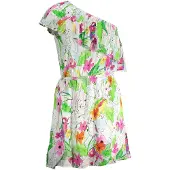 Desigual Blumenpapagei Mini-Kleid, lockere Passform