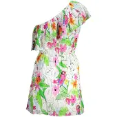 Desigual Blumenpapagei Mini-Kleid, lockere Passform