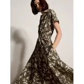 Apricot Midikleid "Midikleid" mit strukturiertem Blattmuster