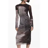 Desigual Kleid für den Alltag Abyss Lacroix 25WWVK01 Braun Slim Fit