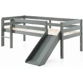58 aufm Kessel Kojenbett mit Rutsche Karolina 208x175x83 Massivholz Grau