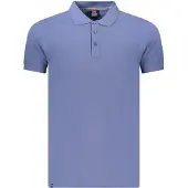 NORWAY 1963 Stilvolles Kurzarm-Poloshirt für Herren in Blau mit Applikation