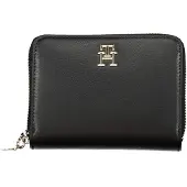 Tommy Hilfiger Elegante Damen Geldbörse Schwarz mit Reißverschluss und Logo