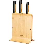 Fiskars Functional Form, Schlitzmesserblock, Edelstahl, Bambus, Kunststoff, Edelstahl, Edelstahl, Holz, Schwarz, Orange