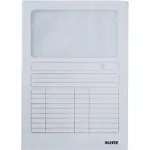 Leitz Sichtmappe, DIN A4, Karton, mit Sichfenster, weiss 160 g-qm, Oberteil mit beschriftbarem Druckr