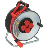 Brennenstuhl 9191330210, Schwarz, Rot, Weiß, Stahl, 4 AC-Ausgänge, 33 m, IP44, 305 mm
