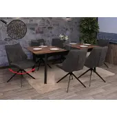 Mendler 6er-Set Esszimmerstuhl MCW-O48, Küchenstuhl, drehbar Auto-Return, Stoff/Textil Chenille (320g/m²) grau