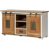 MASSIVMOEBEL24.DE MASSIVMOEBEL24 Sideboard Mango 128x45x70 weiß lackiert RAILWAY #502
