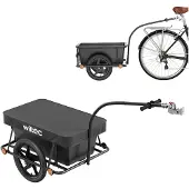 Wiltec Fahrrad Lastenanhänger 158x69x51 cm bis 80 kg, Fahrradanhänger mit 90 L Transportwanne, Kupplung und Luftreifen, Handwagen Anhänger für Fahrrad