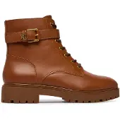 Ralph Lauren für Damen. 802P12046002 Ankle Boots Allyson aus Leder mit Riemen in Braun (39), Beige, 1 bis 3 cm, Keine, Lässig