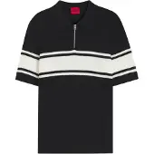 HUGO Strick-Poloshirt mit Reißverschluss am Kragen und Blockstreifen Grösse M