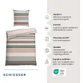 Schiesser Bettwäscheset Knut | Gestreift | Renforcé | 2-teilig | 100% Baumwolle | Angenehm weich & glatt | YKK-Reißverschluss | 135x200 cm + 80x80 cm | Mint