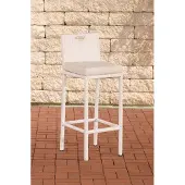 CLP Polyrattan Barhocker Mari mit Rückenlehne und Aluminium-Untergestell | Farbe weiß Polsterfarbe Cremeweiß