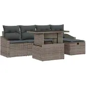 vidaXL Gartensofa-set 6 stk. Grau Poly-Rattan