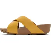 FitFlop Damen Lulu Cross-Slide-Sandalen Leder Turmeric-Schuhgröße 41