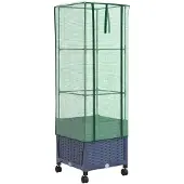 vidaXL Gartenplanter mit Gewächshausabdeckung und Rädern Blaugrau PP