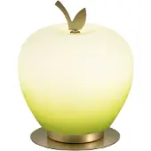 FABAS LUCE Wendy Tischleuchte, 8 W integrierte LED, 3000 K, Grün und Messing satiniert, Touch-Dimmung, mundgeblasenes Glas - elegantes Design