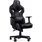Diablo X-Fighter Gaming Stuhl Bürostuhl Verstellbare Armlehnen 3D Lendenkissen Wippfunktion Kunstlederbezug Perforiert Farbwahl (Schwarz-Schwarz)