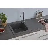 Respekta Küchenspüle Einbauspüle Spüle Granit Mineralite 81 x 50 Grau Alineo