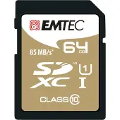 Emtec ECMSD64GXC10GP, 64 GB, SDXC, Klasse 10, 85 MB/s, 21 MB/s, Schwarz, Braun