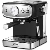 Ufesa CE7244 Brescia, Espressomaschine, 1,5 l, Kaffeekapsel, Gemahlener Kaffee, 850 W, Schwarz, Edelstahl