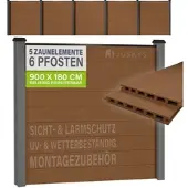 Juskys WPC Zaun aus Elementen & Pfosten